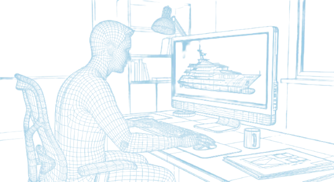Line-art yachting business workstation